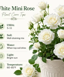 White Miniature Rose Live Plant – 4-6 Inches, 4 Inch Pot – Compact Mini Rose Bush - Image 5