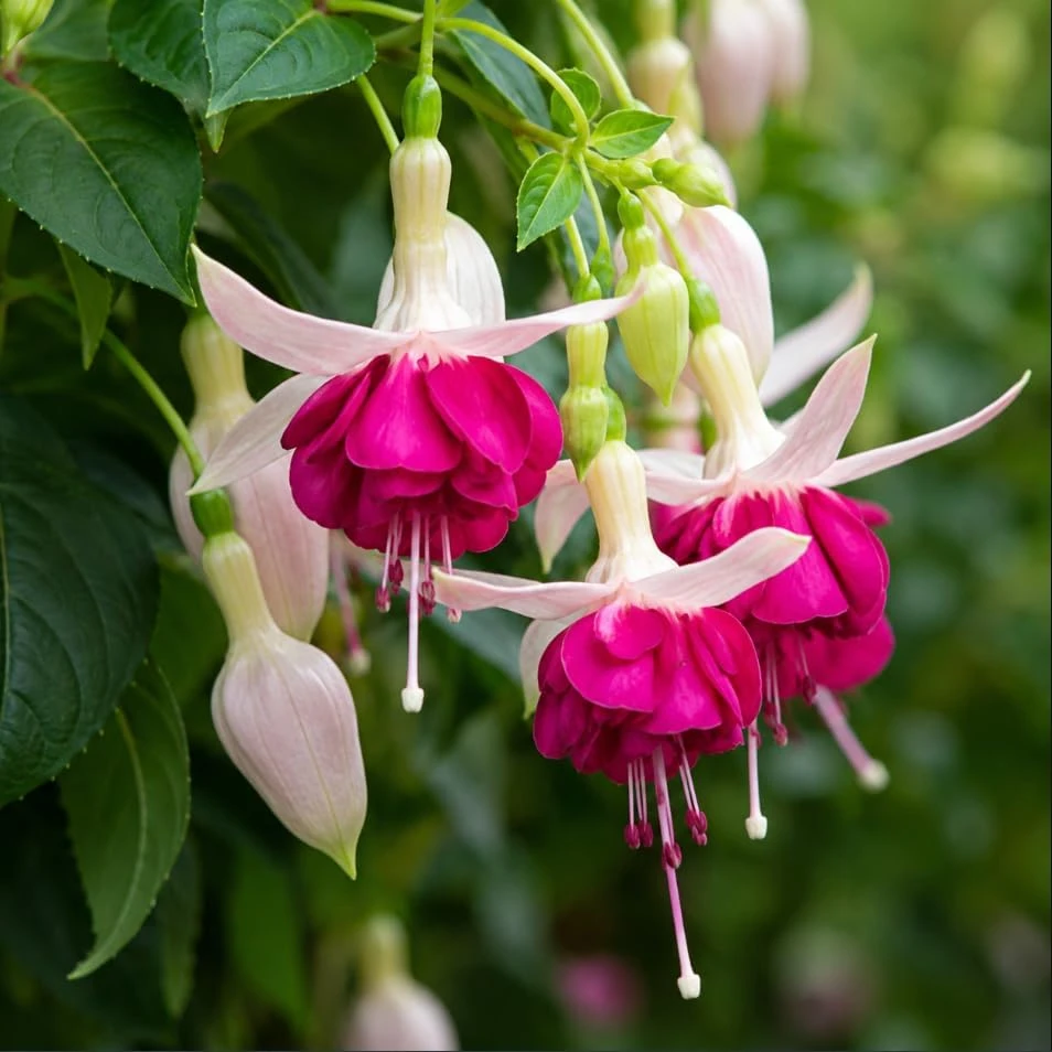 White Pink Fuchsia Live Plant, 4-6 inch Tall, 6 Inch Pot - Outdoor Garden Flowers - Image 1