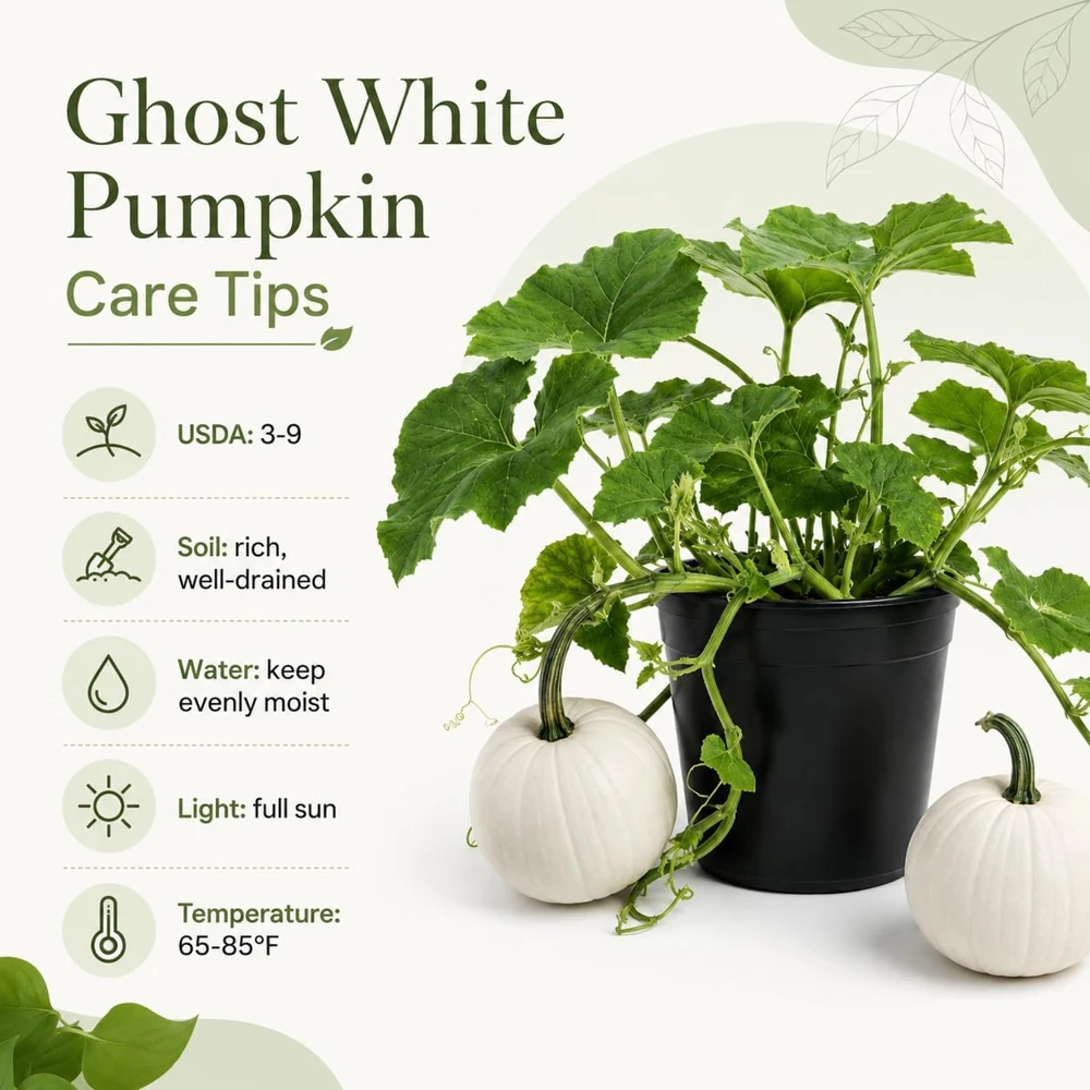 White Pumpkin Live Plant - Winter Squash Vegetable for Garden - 2-4 Inch Tall - Image 4