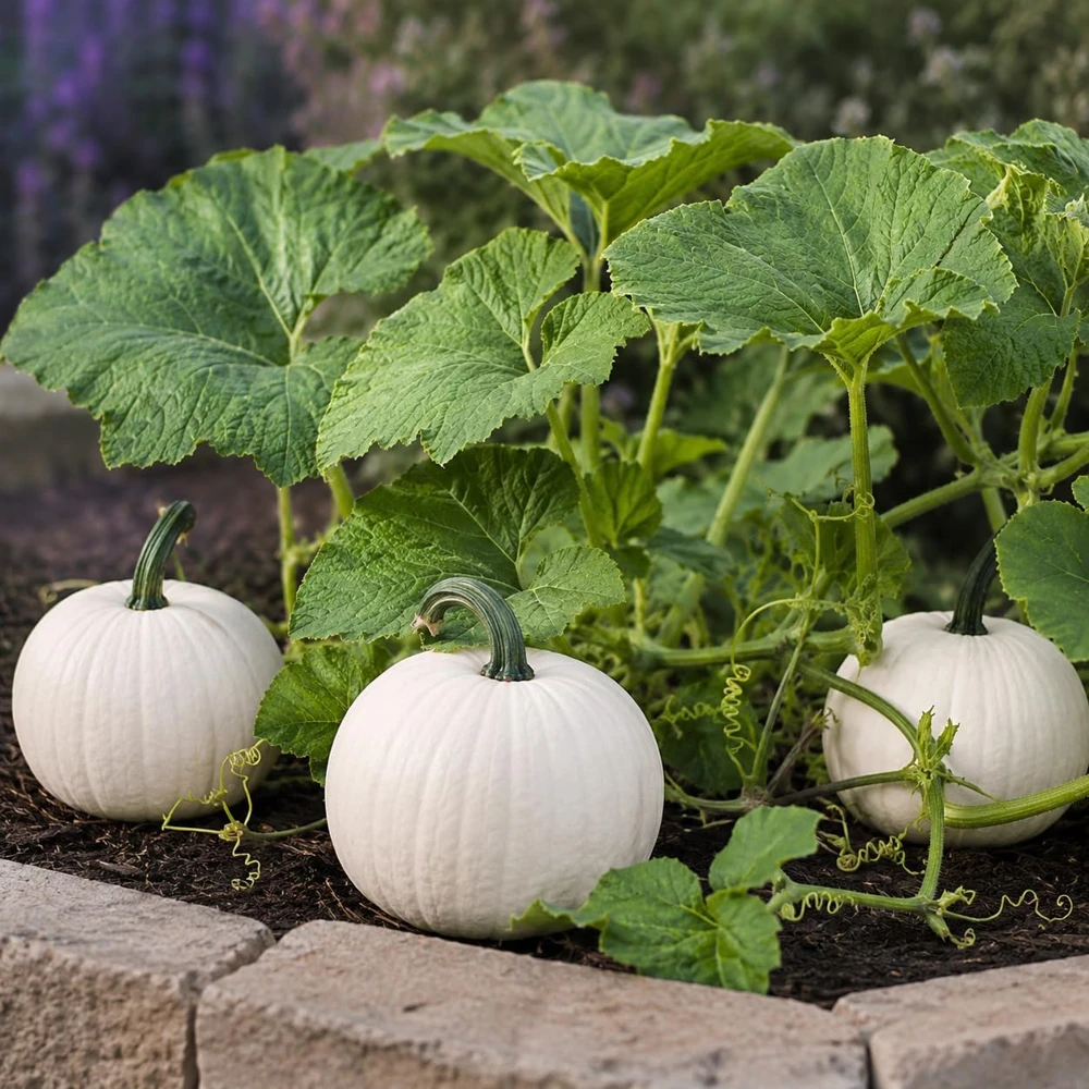 White Pumpkin Live Plant - Winter Squash Vegetable for Garden - 2-4 Inch Tall - Image 5