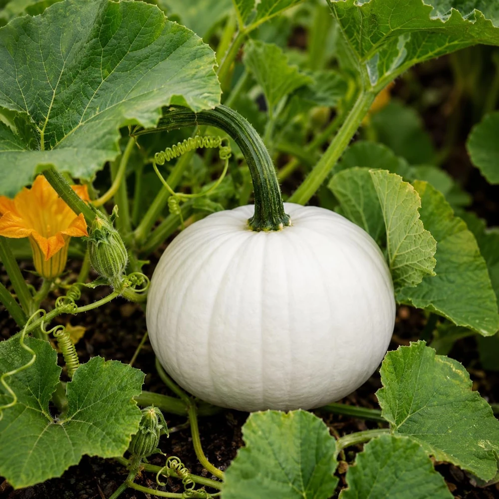 White Pumpkin Live Plant - Winter Squash Vegetable for Garden - 2-4 Inch Tall - Image 1