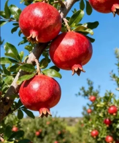 Wonderful Pomegranate Live Plant – 1 Gallon Pot, 1-1.5 ft Tall, Self-Pollinating - Image 1
