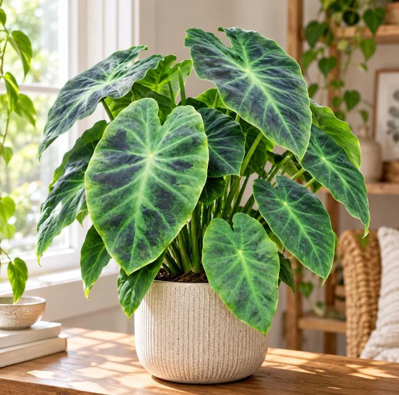 Alocasia Illustris Live Plant, 4 Inch Pot, Dark Green Tropical Foliage Houseplant, Unique Leaf Plant for Indoor Spaces - Image 1
