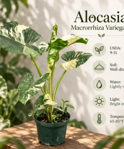 Alocasia Macrorrhiza Variegated Live Plant, 4 Inch Pot, Tropical Variegated Foliage Houseplant for Indoor Spaces and Containers - Image 5