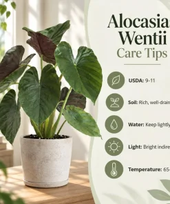 Alocasia Wentii Live Plant, 4 Inch Pot, Tropical Elephant Ear Houseplant, Large Leaf Foliage Plant for Indoor Spaces and Containers - Image 4