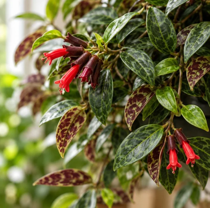 Live Black Pagoda Lipstick Plant, 4 Inch Pot, Tropical Aeschynanthus Houseplant with Dark Foliage for Shelves and Containers - Image 2