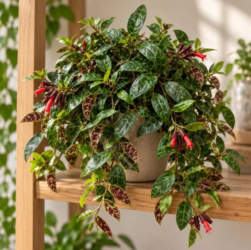 Live Black Pagoda Lipstick Plant, 4 Inch Pot, Tropical Aeschynanthus Houseplant with Dark Foliage for Shelves and Containers - Image 8