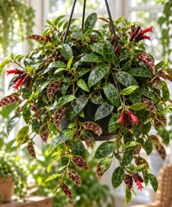 Live Black Pagoda Lipstick Plant, 4 Inch Pot, Tropical Aeschynanthus Houseplant with Dark Foliage for Shelves and Containers - Image 9
