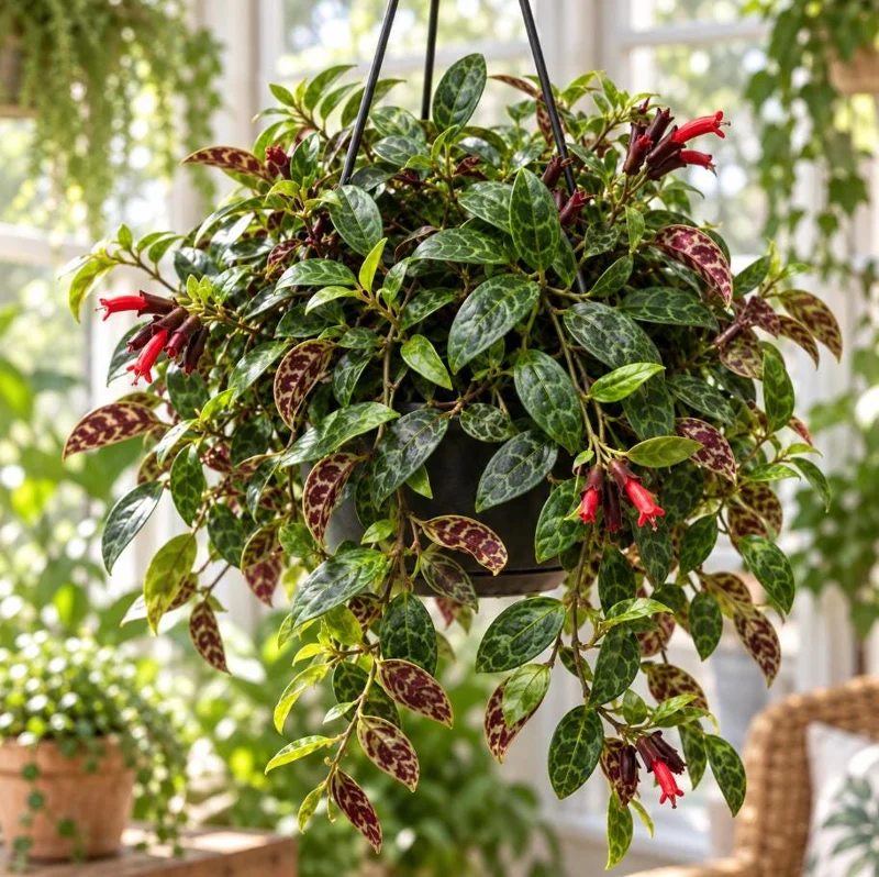 Live Black Pagoda Lipstick Plant, 4 Inch Pot, Tropical Aeschynanthus Houseplant with Dark Foliage for Shelves and Containers - Image 9