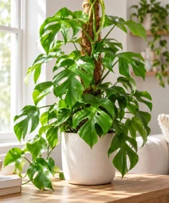 Live Mini Monstera Plant, 4 Inch Pot, Tropical Climbing Houseplant, Unique Split Leaf Foliage Plant for Shelves and Containers - Image 1