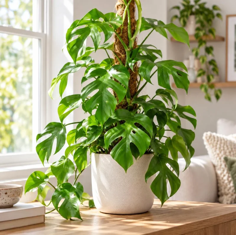 Live Mini Monstera Plant, 4 Inch Pot, Tropical Climbing Houseplant, Unique Split Leaf Foliage Plant for Shelves and Containers - Image 1