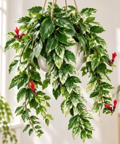 Live Variegated Lipstick Plant, 4 Inch Pot, Colorful Tropical Houseplant with Variegated Foliage for Shelves and Containers - Image 1
